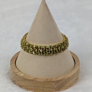 Dee Berkley DBJ 925 Gold Vermeil 3-Row Peridot Tennis Bracelet 7" Oval Cut